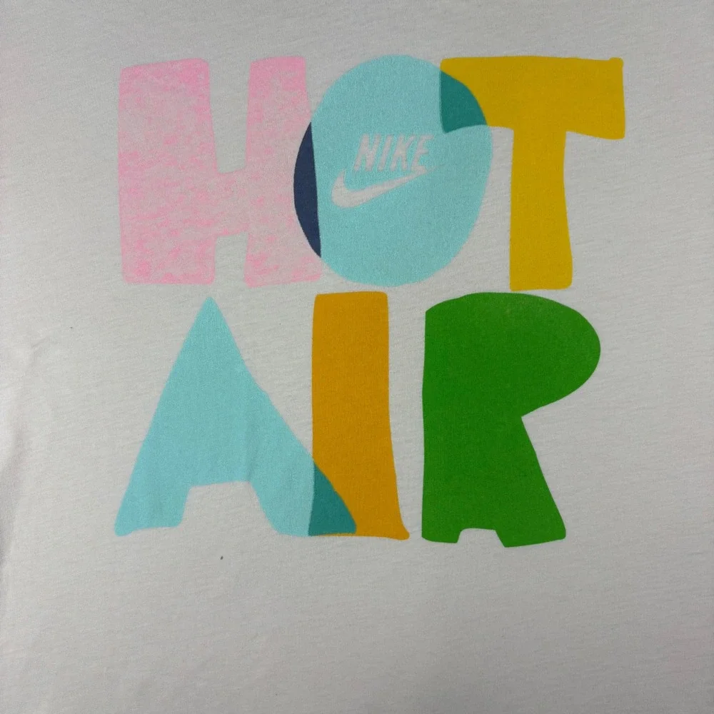 Nike Hot Air Graphic T-Shirt Mens XL Cream Multi Color Short Sleeve Swoosh